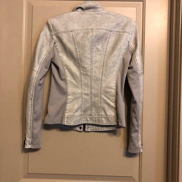 Express Light Gray Leather Jacket - Picture 3 of 4